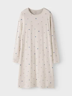 Name It lasten yöpaita NKFNIGHTGOWN HEARTS NOOS, valkopohjainen kuosi