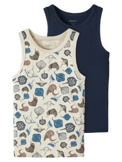 Name It Poikien Hihaton 2-Pack, NMMTANK TOP 2P RAYS NOOS Tummansininen