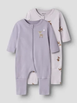 Name It yöasu NBMNIGHTSUIT 2P ZIP FF DEER, vaalea lila