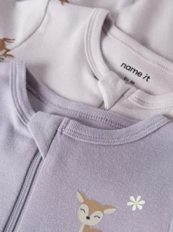 Name It yöasu NBMNIGHTSUIT 2P ZIP FF DEER, vaalea lila