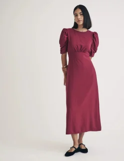 Nobody´s Child Naisten Mekko, EVIE MIDI DRESS ANITA NON PRINT Viininpunainen