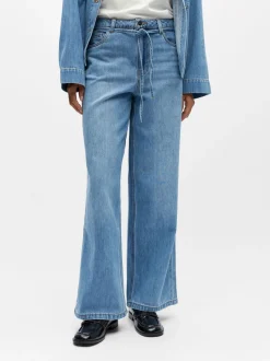 Object naisten farkut OBJROSIE MW WIDE Jeans, Light Blue Denim