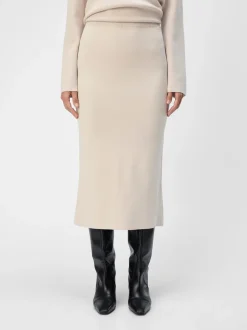 Object naisten hame, OBJREYNARD HW KNIT SKIRT Silver Gray