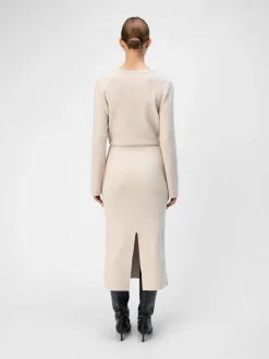 Object naisten hame, OBJREYNARD HW KNIT SKIRT Silver Gray