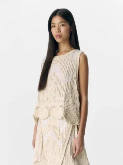 Object naisten hihaton, OBJPRIMA RE S/L KNIT TOP CC2 SS Sandshell