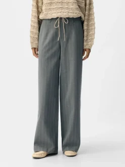 Object naisten housut, OBJLISA WIDE PANT AOP Medium Grey Melange