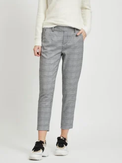 Object Naisten Housut, Objlisa Slim Pant NOOS Musta Ruutu