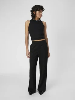 Object Naisten Housut OBJLISA WIDE PANT NOOS Black