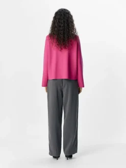Object naisten neule, OBJREYNARD SQUARE SLEEVE O-NECK Raspberry Sorbet