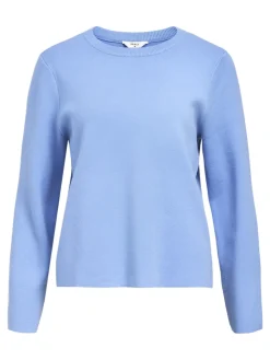 Object naisten neule, OBJREYNARD SQUARE SLEEVE O-NECK Cornflower Blue