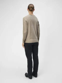 Object Naisten Neule, OBJTHESS L/S V-NECK KNIT PULLOVER NOOS Vaalea Beige