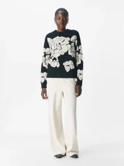 Object Naisten Neulepaita, OBJray LO L/S Knit Pullover Black Sandshell Flow