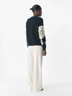 Object Naisten Neulepaita, OBJray LO L/S Knit Pullover Black Sandshell Flow