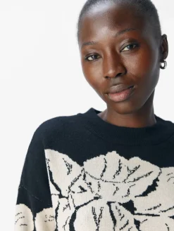 Object Naisten Neulepaita, OBJray LO L/S Knit Pullover Black Sandshell Flow