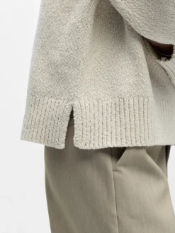 Object naisten neulepusero Objsima L/S Lo Knit Pullover Noos, White Sand