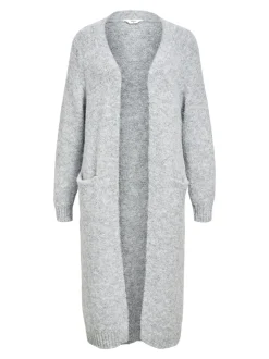 Object naisten neuletakki, OBJMILU LS LO LONG KNIT CARDIGAN Medium Grey Melange