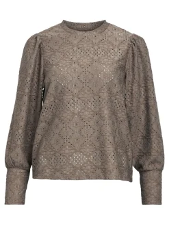 Object naisten paita, K-OBJFEODORA L/S TOP Vaalea Beige