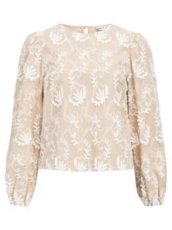 Object naisten pusero OBJMYA RE L/S Top, Humus Cloud dancer