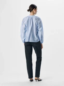 Object naisten pusero, OBJHEIDI L/S LO V-NECK TOP Cornflower Blue