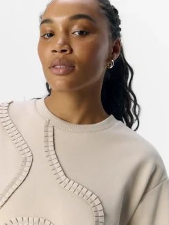 Object naisten pusero, OBJLIV RE 3/4 SWEATSHIRT CC2 SS Sandshell