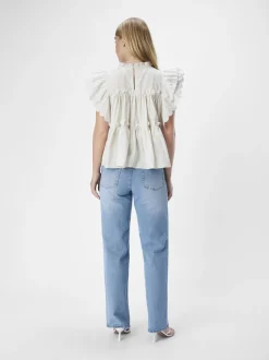 Object naisten toppi, OBJHOPE S/L TOP REP White Sand