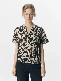 Object naisten toppi, OBJKARINA S/S RE V-NECK TOP Sandshell