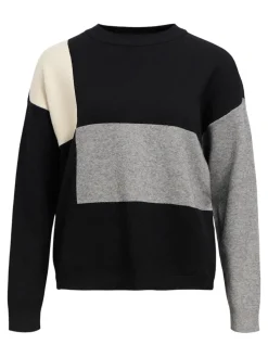 OBJRAY LO L/S KNIT PULLOVER AOP NOOS Black