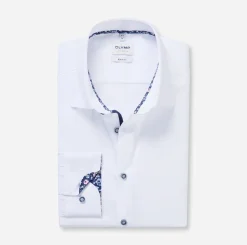 Olymp kauluspaita Level 5 Body Fit Contrast Trim Floral, valkoinen