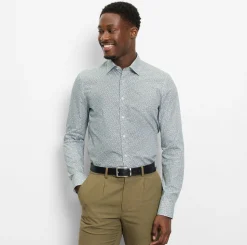 Olymp kauluspaita Level 5 Body Fit Microprint, valkopohjainen kuosi