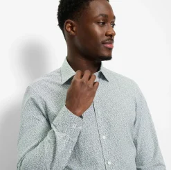 Olymp kauluspaita Level 5 Body Fit Microprint, valkopohjainen kuosi