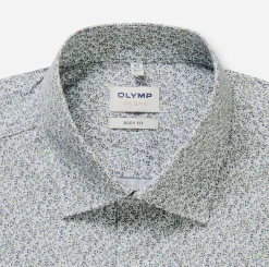 Olymp kauluspaita Level 5 Body Fit Microprint, valkopohjainen kuosi