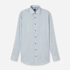 Olymp kauluspaita Luxor Modern Fit Microprinted, valkopohjainen kuosi