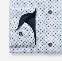 Olymp kauluspaita Luxor Modern Fit Microprinted, valkopohjainen kuosi