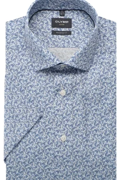 Olymp kauluspaita SS Luxor Modern Fit Microprint, vaaleansininen