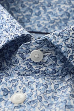 Olymp kauluspaita SS Luxor Modern Fit Microprint, vaaleansininen