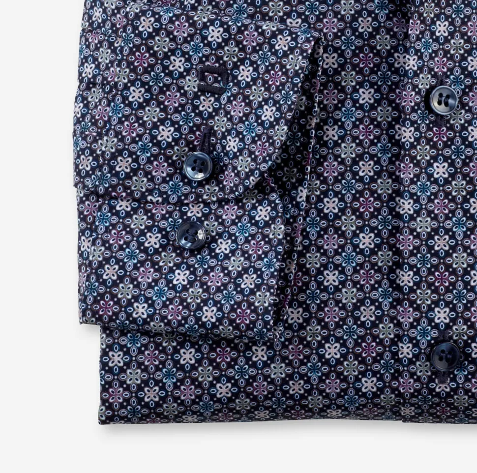 Olymp level five kauluspaita, body fit +hiha Sininen Kuosi