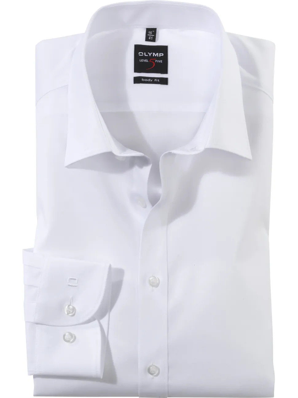 Olymp Level Five Kauluspaita, Body Fit Valkoinen