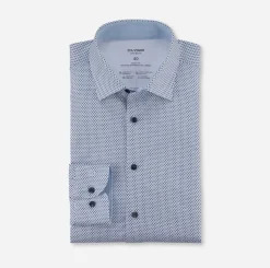 Olymp level five kauluspaita, body fit Sininen Kuosi