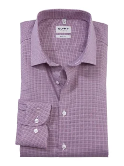 Olymp Level Five Kauluspaita, Body fit Punainen Kuosi