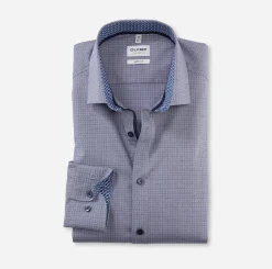 Olymp level five kauluspaita, body fit Sininen Kuosi