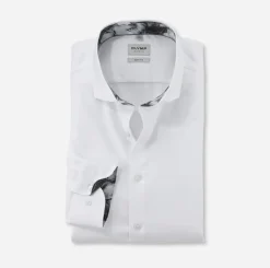 Olymp level five kauluspaita, body fit +hiha Valkoinen