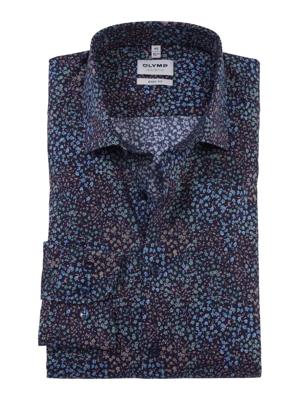 Olymp Level Five Kauluspaita +hiha, Body fit Sininen Kuosi