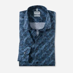 Olymp Level Five Kauluspaita +hiha, Body fit Sininen Kuosi