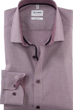 Olymp Level Five Kauluspaita, Body fit +hiha Punainen Kuosi