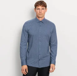 Olymp level five kauluspaita, body fit Sininen Kuosi