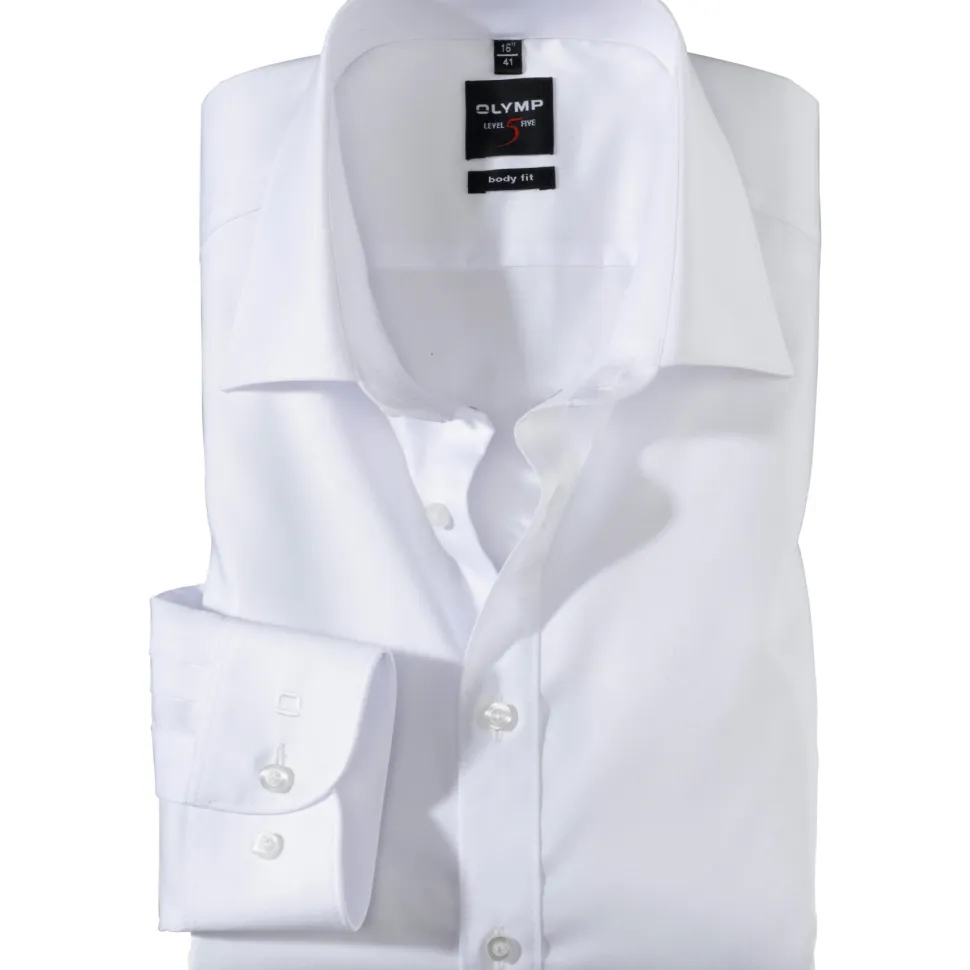 Olymp Level Five Kauluspaita, Body Fit Valkoinen