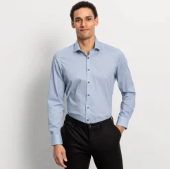 Olymp level five kauluspaita, body fit Sininen Kuosi