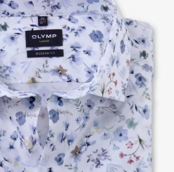 Olymp luxor kauluspaita, Modern fit Valkopohjainen Kuosi