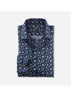 Olymp luxor kauluspaita, Modern fit +hiha Sininen Kuosi