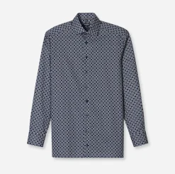 Olymp miesten kauluspaita, 042 LUXOR MODERN FIT MICRO PRINT Sininen Kuosi